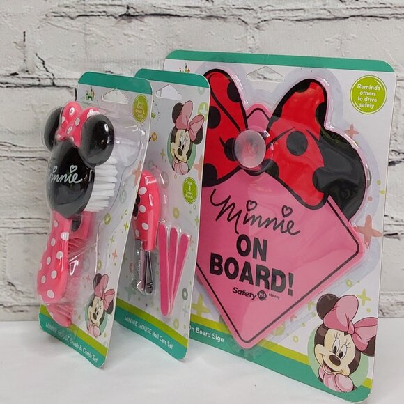 SAFETY 1ST MINNIE MOUSE BRUSH, COMB, NAIL CLIPPERS, FILES, & CAR SIGN - Picture 4 of 16